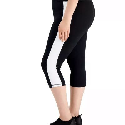 ID Ideology Women's  Leggings Essentials Plus Size Color blocked Black&white 2X